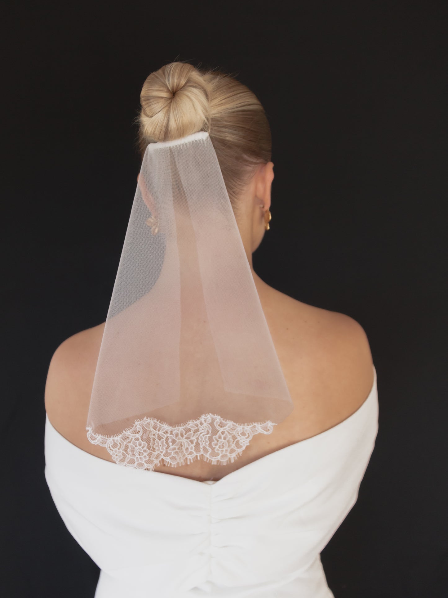 Celine drop veil with lace trim, short veil, velo veils, made to order